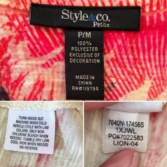 Style and Co Floral Top with Decorative Gems and Lace for Women Size PM Blouse - Picture 11 of 14